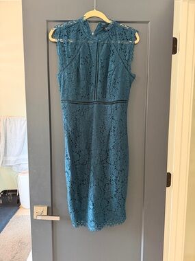 Bardot Teal Lace Midi Dress